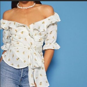 REFORMATION WOLFGANG off-shoulder linen top